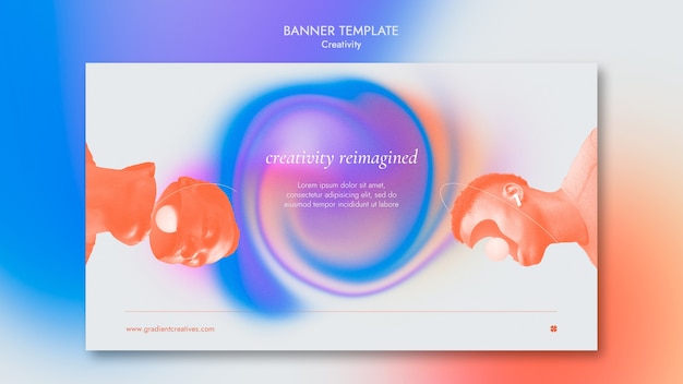 Free PSD creativity horizontal banner template with subtle gradient style