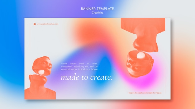 Free PSD creativity horizontal banner template with subtle gradient style