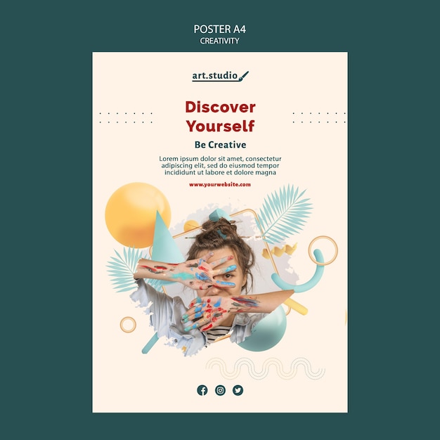 Free PSD creativity poster template with photo