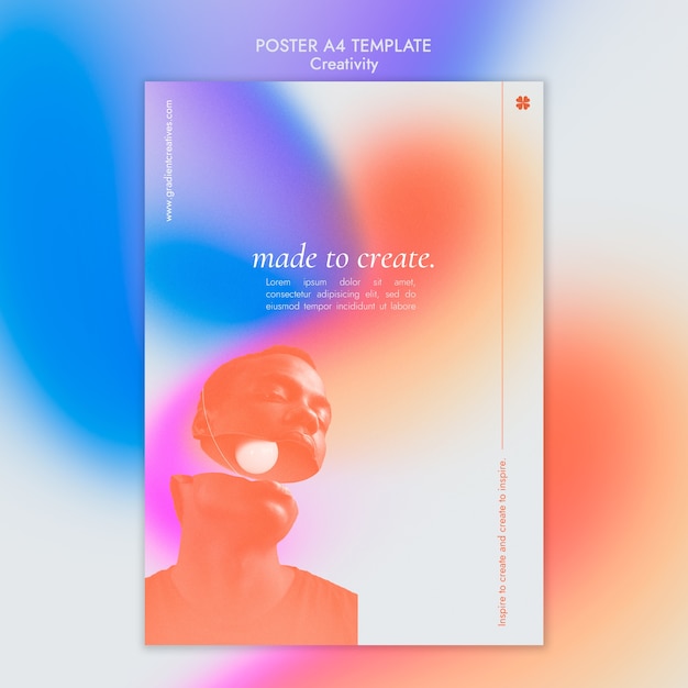 Free PSD creativity vertical poster template with subtle gradient style