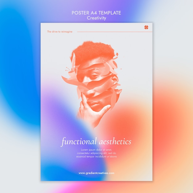 Free PSD creativity vertical poster template with subtle gradient style