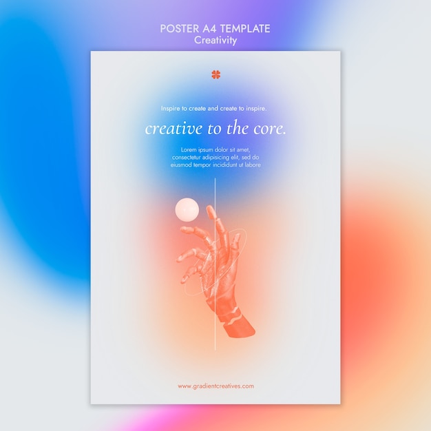 Free PSD creativity vertical poster template with subtle gradient style