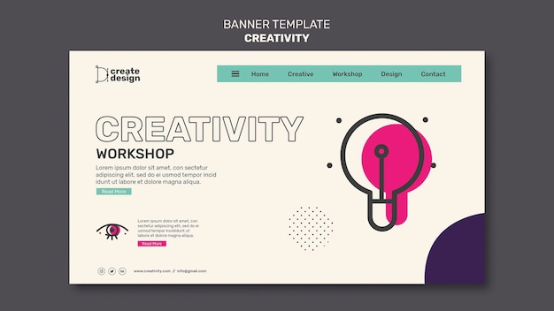 Free PSD creativity workshop horizontal banner template