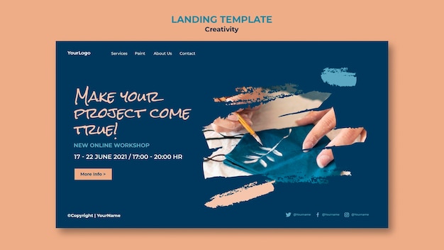 Free PSD creativity workshop landing page