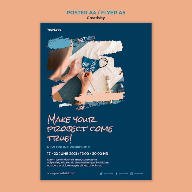 Free PSD creativity workshop poster template