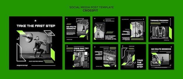 Cross fit design instagram posts template