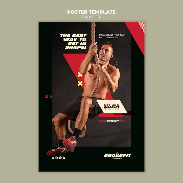 Cross fit design poster template