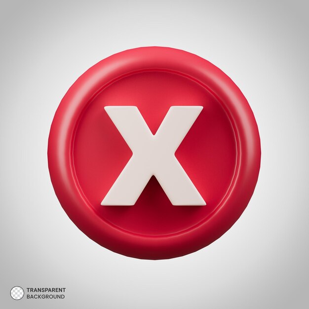 Cross mark icon isolated 3d render illustration