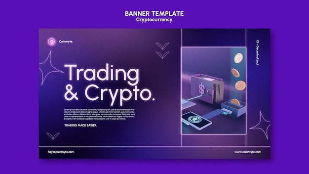 Free PSD cryptocurrency design template of banner