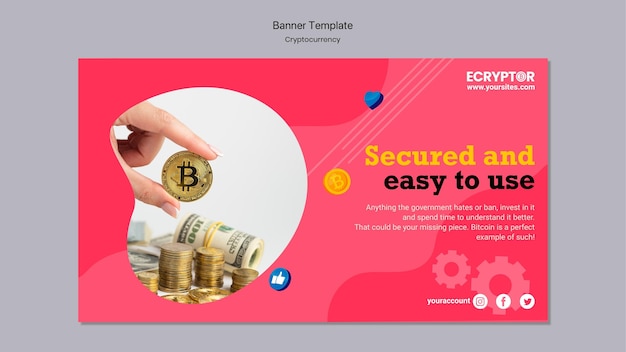 Cryptocurrency design template of banner