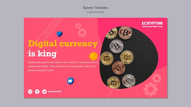 Cryptocurrency design template of banner