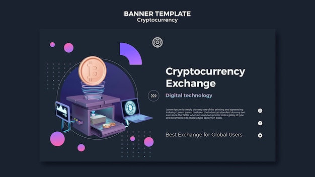 Free PSD cryptocurrency design template of banner