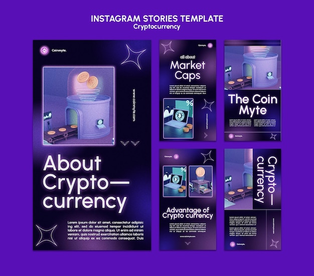 Free PSD cryptocurrency design template of insta stories