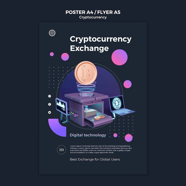 Free PSD cryptocurrency design template of poster