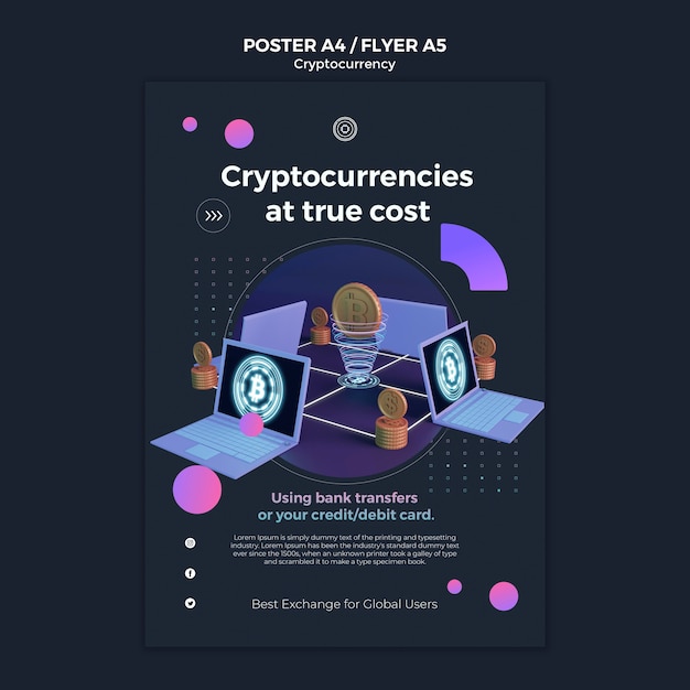 Free PSD cryptocurrency design template of poster