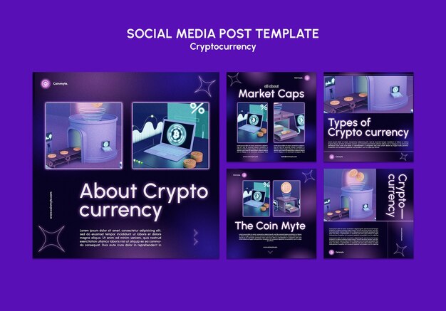 Cryptocurrency design template of social media post