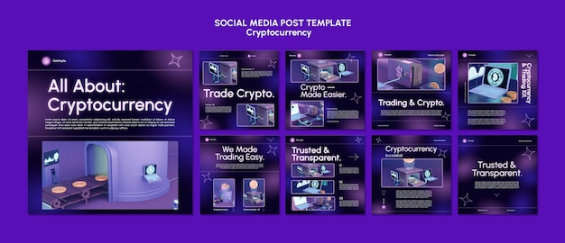 Cryptocurrency design template of social media post