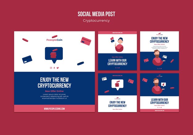 Cryptocurrency design template of social media post