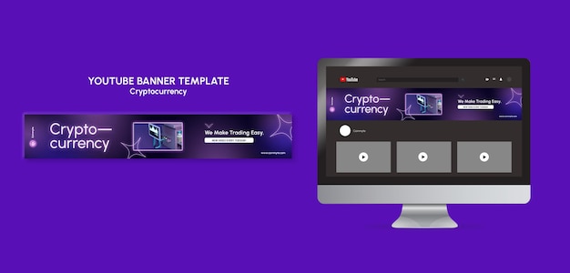 Cryptocurrency design template of youtube banner