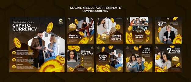 Cryptocurrency instagram posts template design