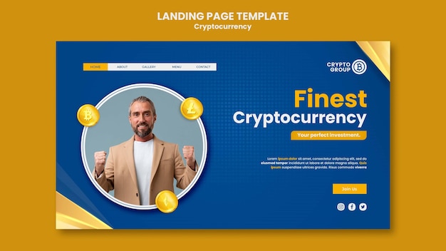 Free PSD cryptocurrency landing page template