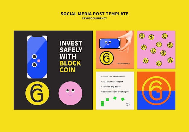 Free PSD cryptocurrency social media post template design