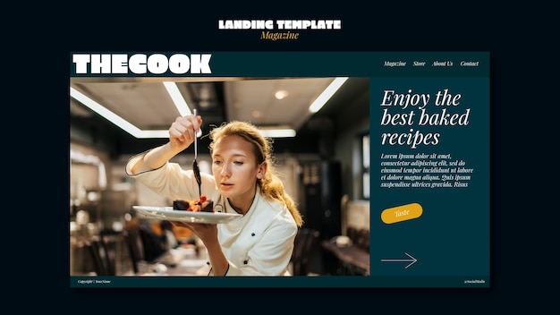 Free PSD cuisine and cook landing page template