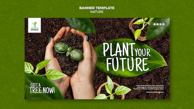 Cultivating plants banner template