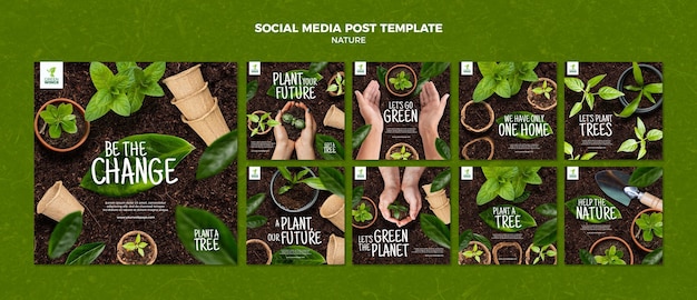 Free PSD cultivating plants social media post template