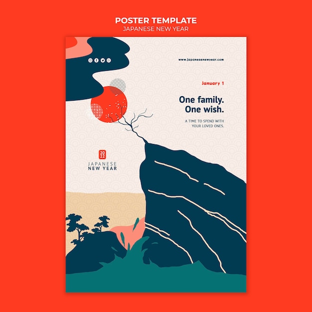 Free PSD cultural japanese new year print template