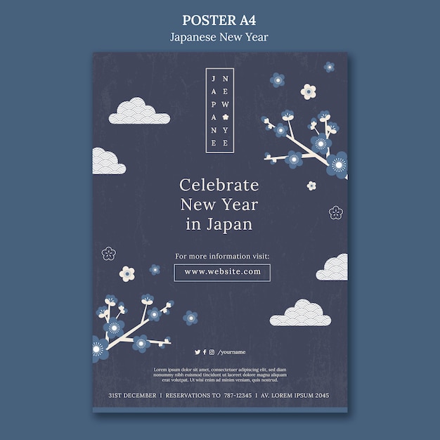 Cultural japanese new year print template