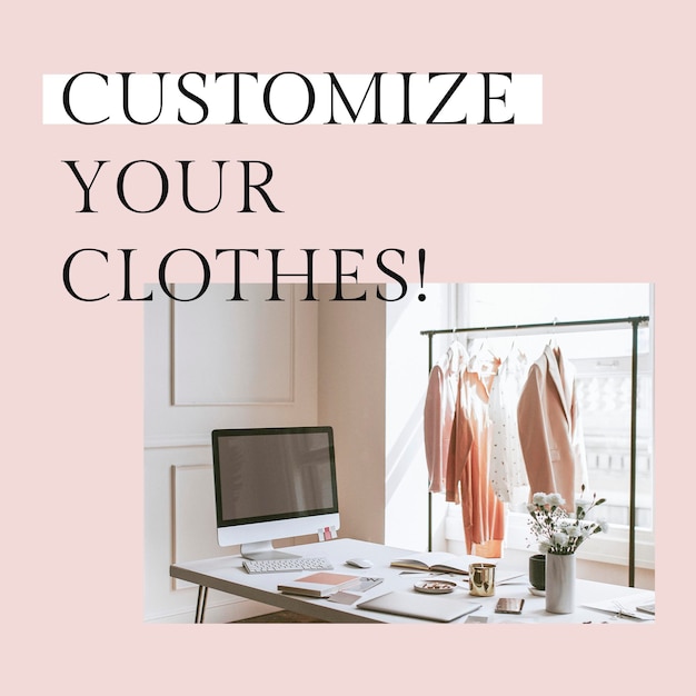 Free PSD customize your clothes template psd for social media post