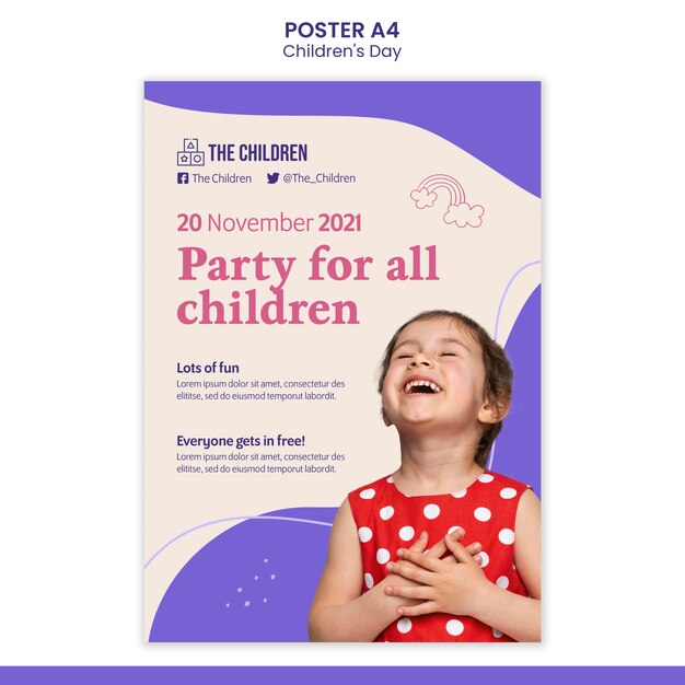 Free PSD cute children's day print template