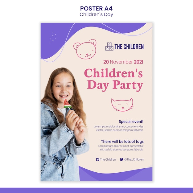 Free PSD cute children's day print template