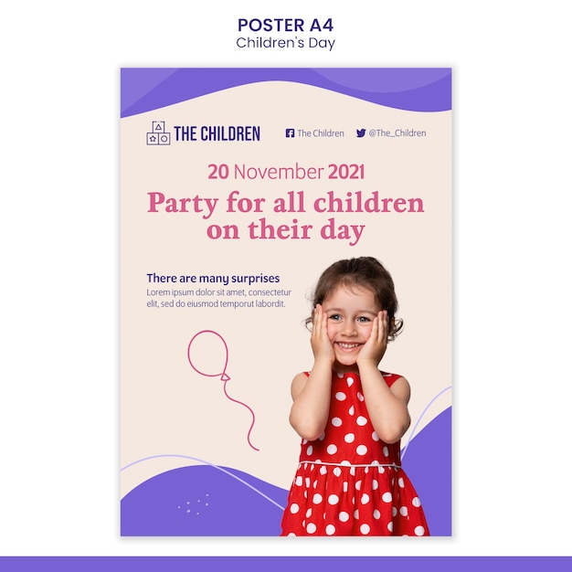 Free PSD cute children's day print template