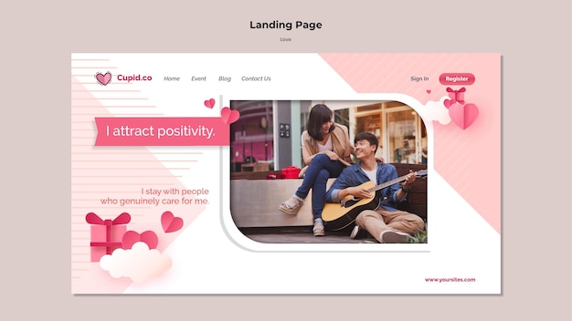 Cute couple landing page template