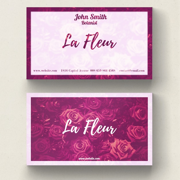 Free PSD cute floral business card