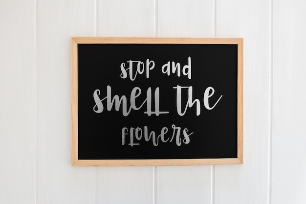 Free PSD cute message on blackboard spring concept