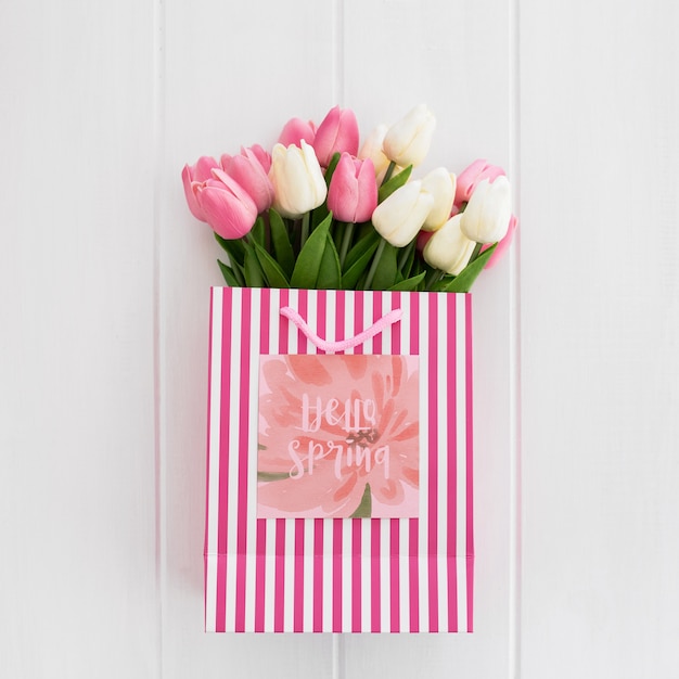 Free PSD cute message on square paper nature spring concept