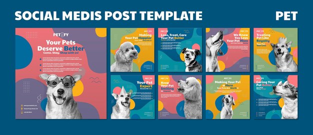 Cute pet social media post template