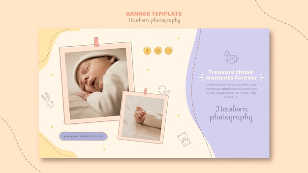 Free PSD cute sleeping baby banner template