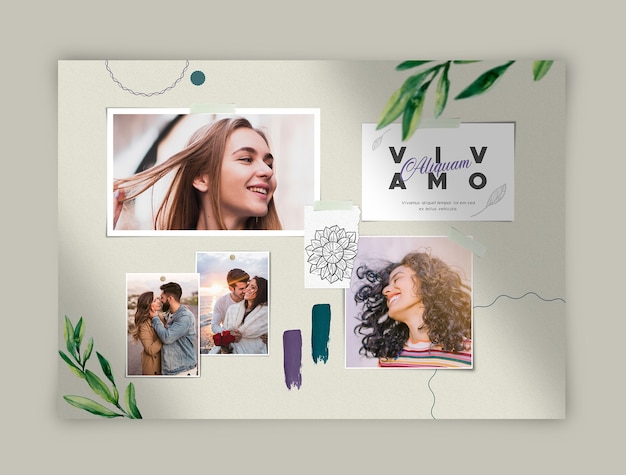 Free PSD cute young couple moodboard