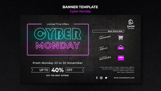 Free PSD cyber monday concept banner template