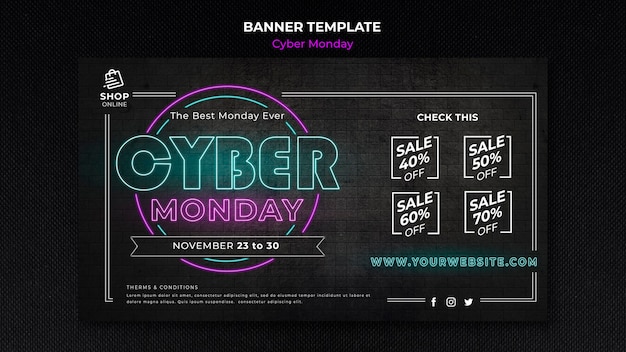 Free PSD cyber monday concept banner template