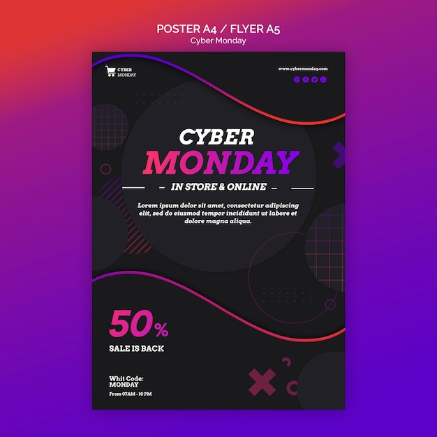 Free PSD cyber monday concept flyer template