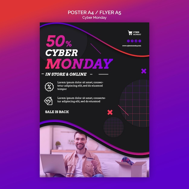 Free PSD cyber monday concept flyer template