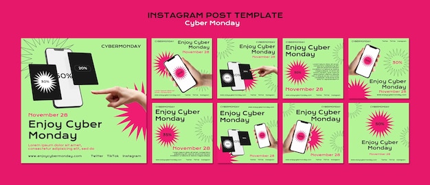 Free PSD cyber monday discount instagram posts