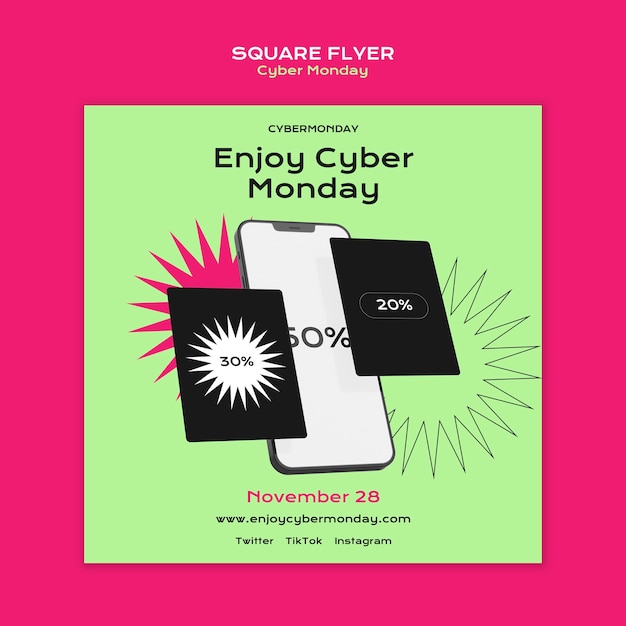 Free PSD cyber monday discount square flyer