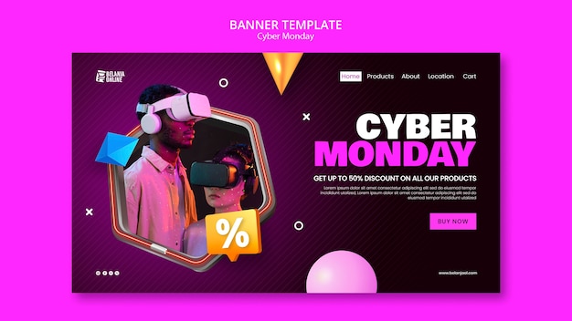 Free PSD cyber monday landing page template