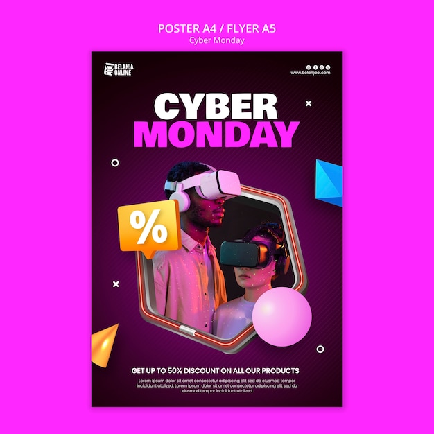 Free PSD cyber monday poster template